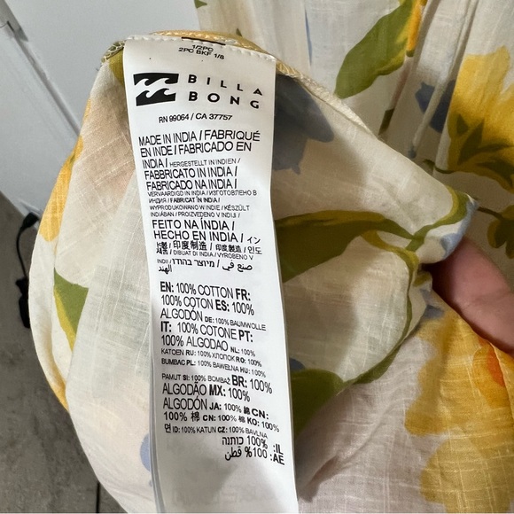 Billabong Lost In Love White and Yellow Maxi Dress Sz M NWT - Picture 6 of 8